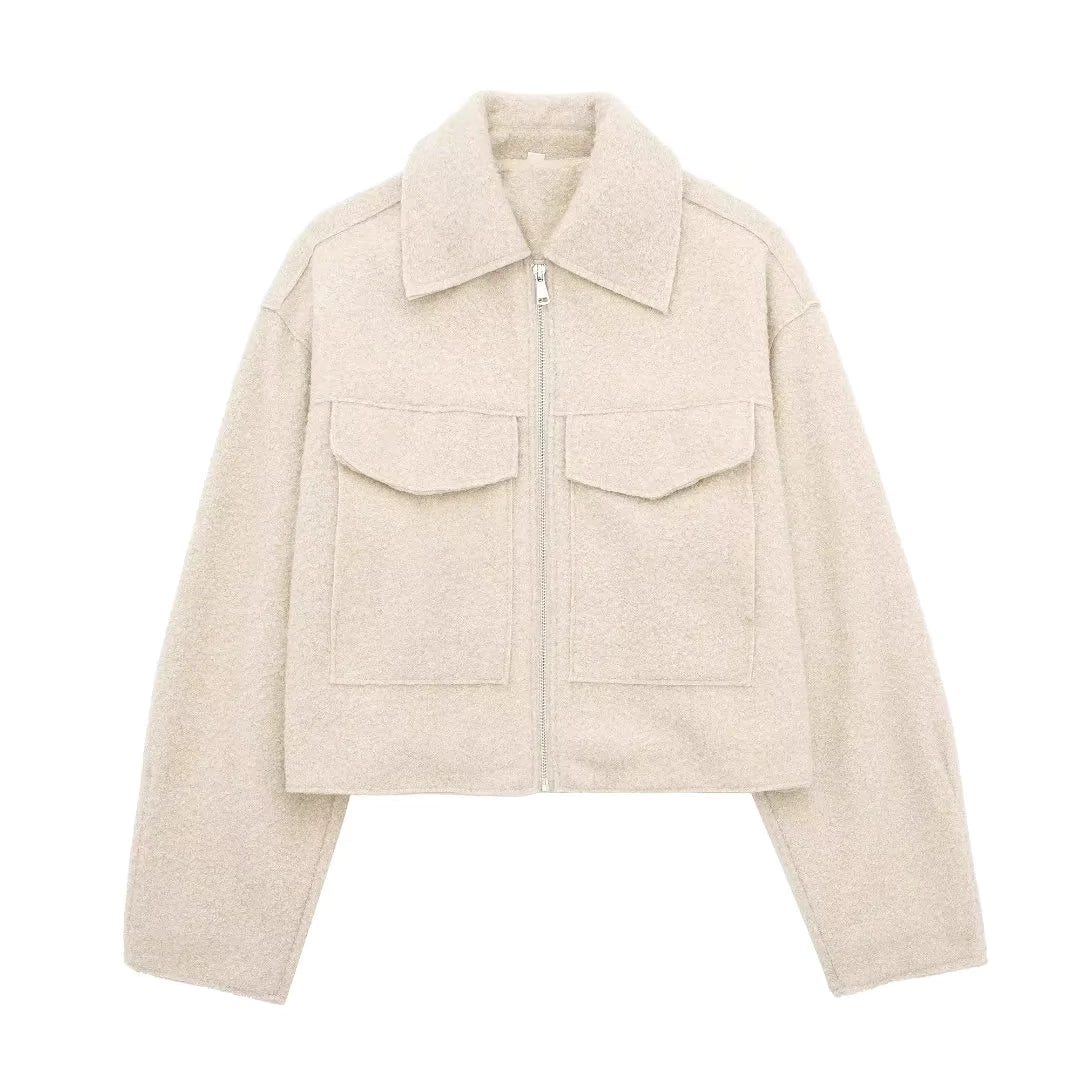 Yara | Beige Filz Jacke